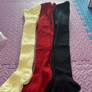Set of Three Knee-High Socks - Black, Red, and Cream
3paris